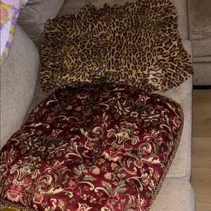 Ralph Lauren Aragon leopard medieval reversible pillow with ruffled shams
